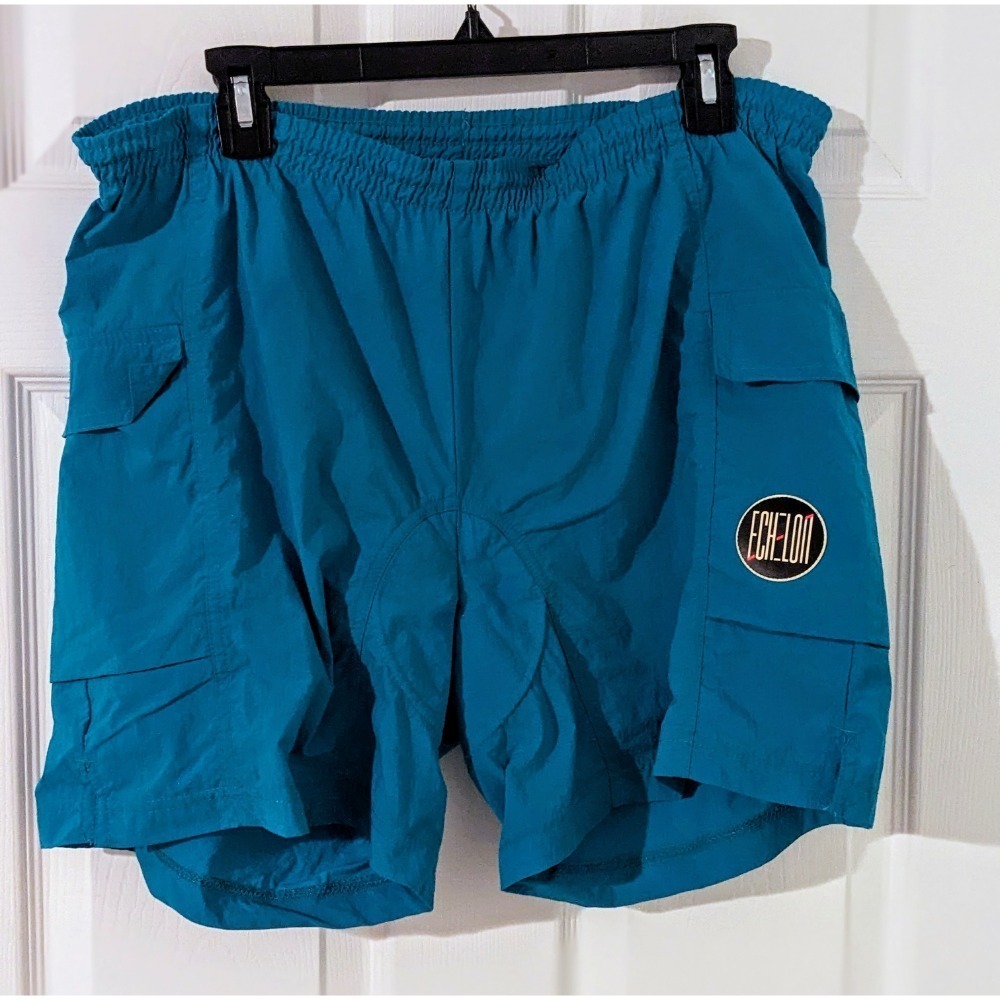 Nike Echelon Cycling Shorts Cargo Pockets Nylon Athletic Teal Large Vintage 90's